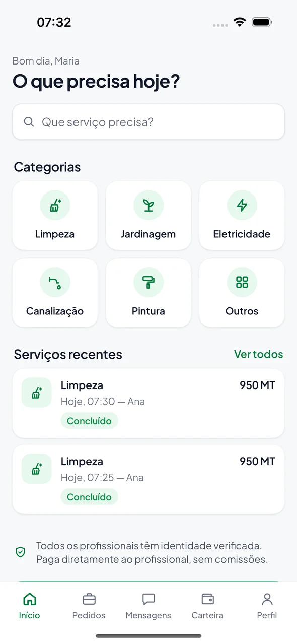 App Txapita: escolher o serviço